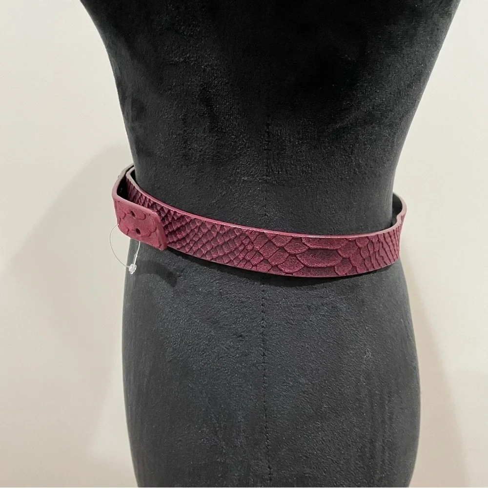 Nanette Lepore Purple Snake Embossed Leather Belt Waist Belt NWOT Size Medium